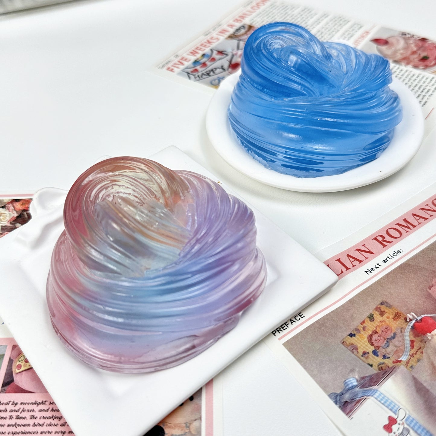 Rainbow & Blue Galaxy Slime - Jumbo Clear Sensory Slime for Stress Relief & ASMR