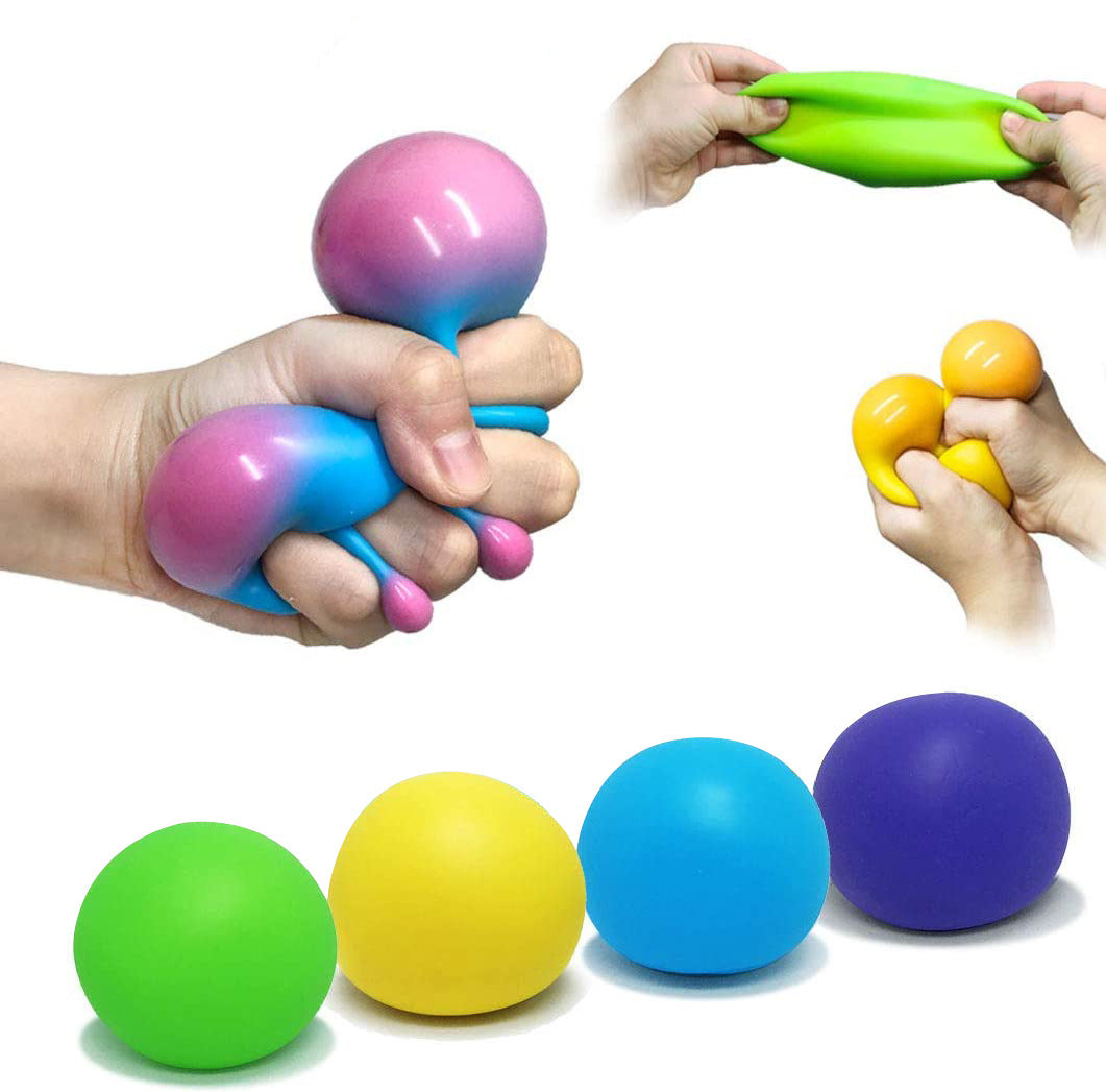 Sensory Squishy Ball Relieving Rainbow Flour Ball | Color-Changing Sensory Squishy Toy | Stretch & Knead TPR Stress Relief Ball