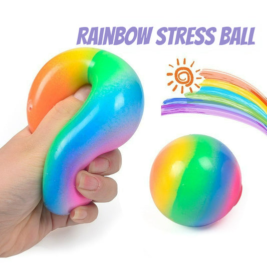 Sensory Squishy Ball Relieving Rainbow Flour Ball | Color-Changing Sensory Squishy Toy | Stretch & Knead TPR Stress Relief Ball