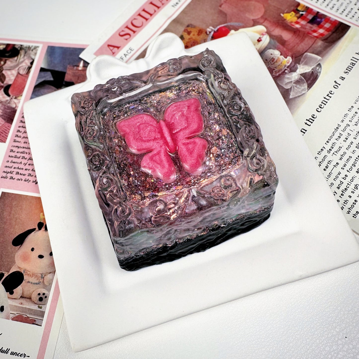 Magic Wishing Well Squishy - Crystal Clear Black Pink & White Pink Sensory Toy for Stress Relief