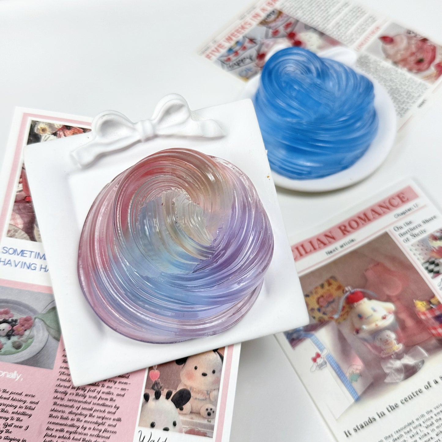 Rainbow & Blue Galaxy Slime - Jumbo Clear Sensory Slime for Stress Relief & ASMR