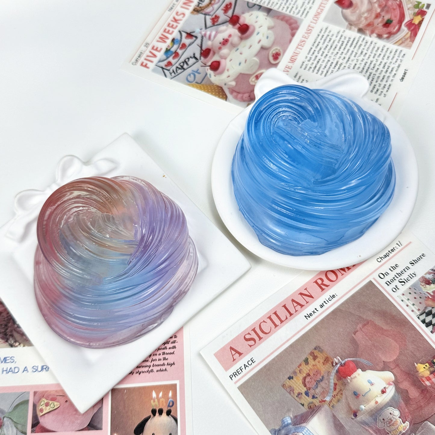 Rainbow & Blue Galaxy Slime - Jumbo Clear Sensory Slime for Stress Relief & ASMR