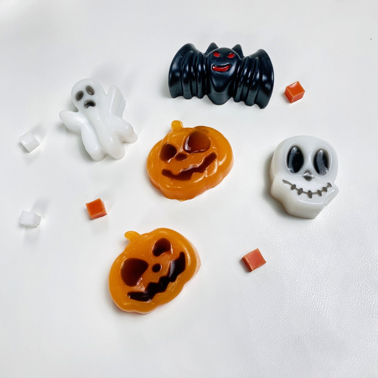 Halloween Squishy Set - 5 Pack Ghost, Pumpkins, Bat & Skull Sensory Fidget Toys for Stress Relief