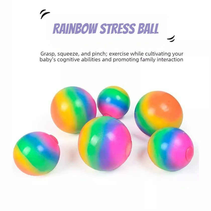Sensory Squishy Ball Relieving Rainbow Flour Ball | Color-Changing Sensory Squishy Toy | Stretch & Knead TPR Stress Relief Ball