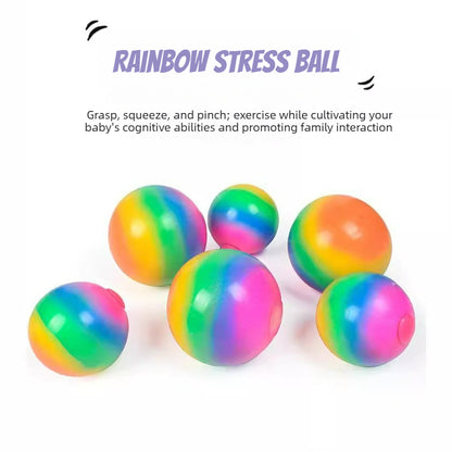 Sensory Squishy Ball Relieving Rainbow Flour Ball | Color-Changing Sensory Squishy Toy | Stretch & Knead TPR Stress Relief Ball
