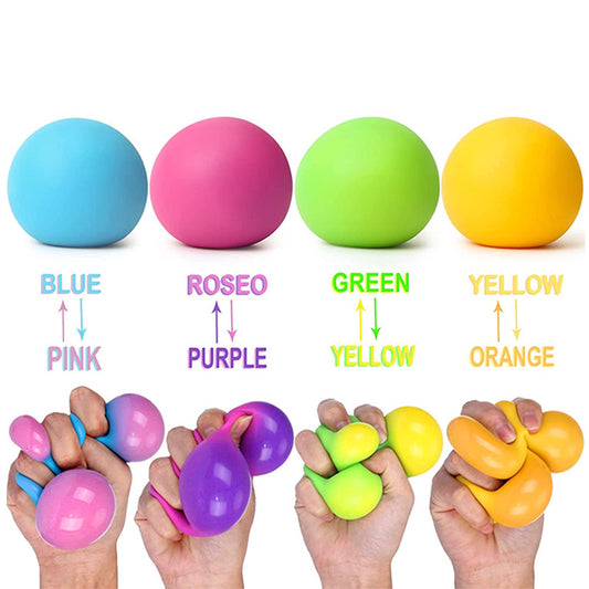 Sensory Squishy Ball Relieving Rainbow Flour Ball | Color-Changing Sensory Squishy Toy | Stretch & Knead TPR Stress Relief Ball